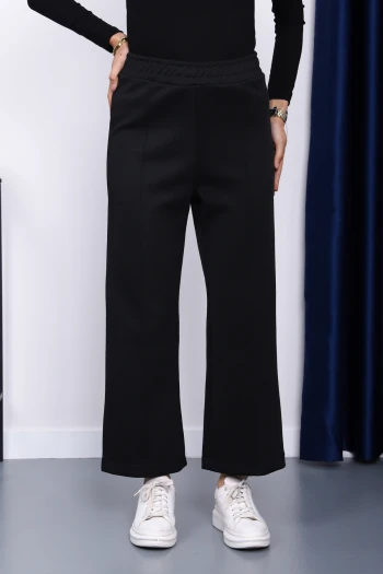 Siyah Önden Dikişli Scuba Pantolon