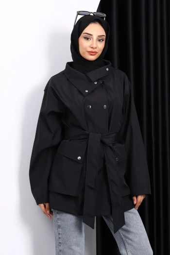 Siyah Oversize Cepli Bondit Ceket