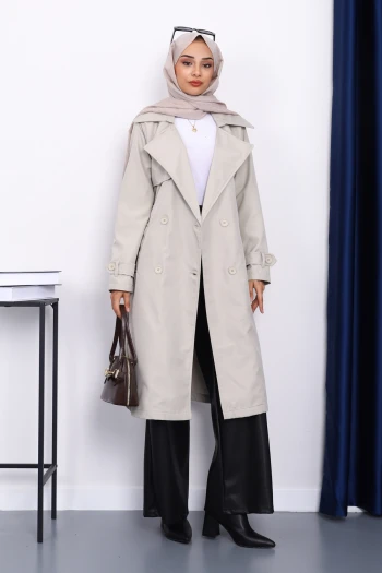 Taş Kruvaze Yaka Trençkot