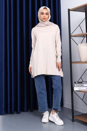 Taş Omuz Taşlı Soguk İplik Triko Tunik