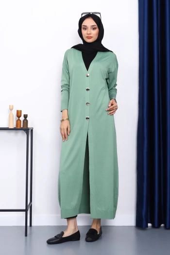 Yeşil V Yaka Merserize Hırka