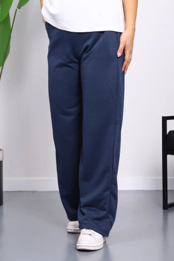 Antrasit Bel Lastikli İki İplik Palazzo Eşofman Alt