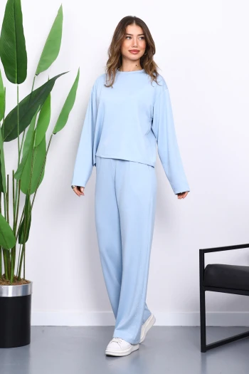 Bebe Mavi Yanları Taş Detaylı Modal Takım