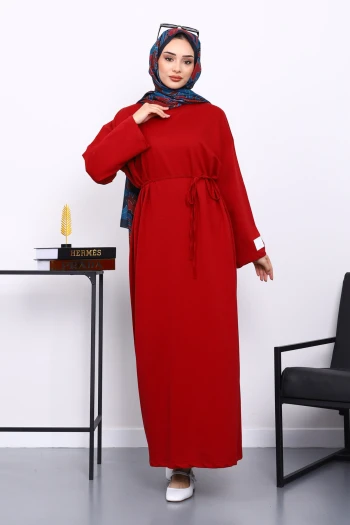 Bordo İki İplik Modal Elbise