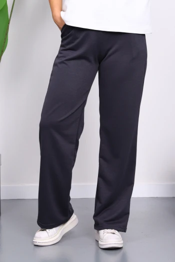 Füme Bel Lastikli İki İplik Palazzo Eşofman Alt