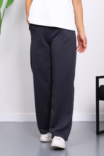 Füme Bel Lastikli İki İplik Palazzo Eşofman Alt