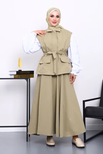 Haki Cepli Yelek Etekli Bondit Takım