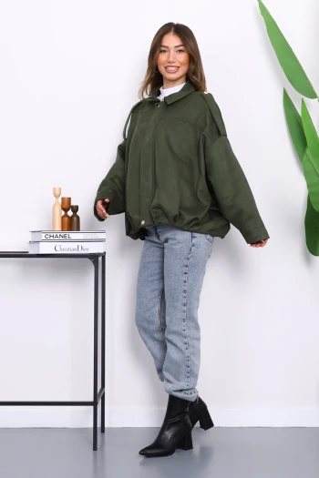 Haki Omuz Apoletli Kaşe Ceket