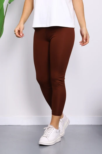 Kahverengi Yüksek Bel Şardonlu Dalgıç Tayt