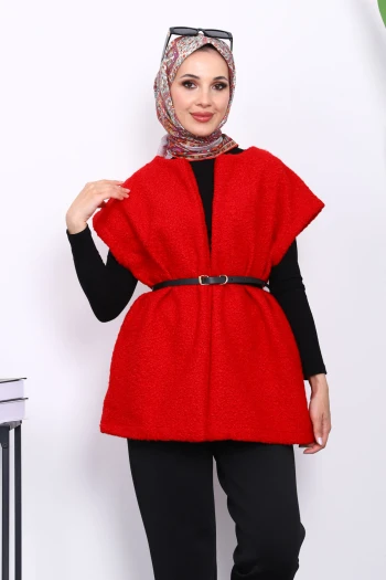 Kırmızı Bel Kemerli Orkide Yelek