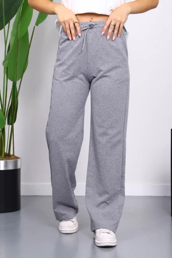 Koyu Gri Bel Lastikli İki İplik Palazzo Eşofman Alt