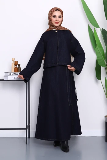 Lacivert Ceket Etekli Kot Takım