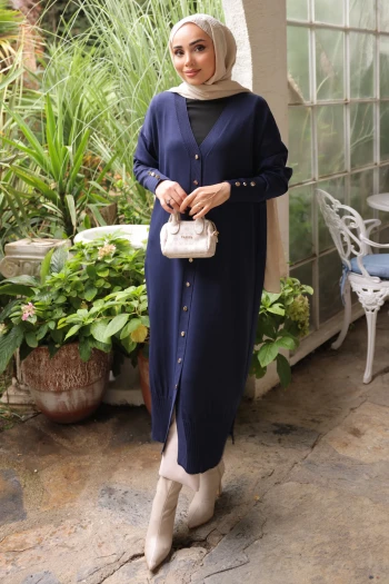 Lacivert Soğuk İplik Triko Hırka