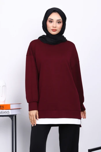 Mürdüm Bisiklet Yaka Yan Fermuarlı Tunik