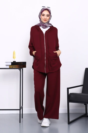 Mürdüm Önü Kısa Arkası Uzun Tunik Pantolonlu Takım