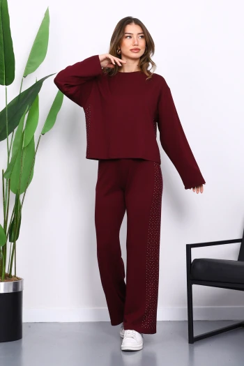 Mürdüm Yanları Taş Detaylı Modal Takım