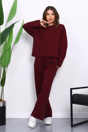 Mürdüm Yanları Taş Detaylı Modal Takım