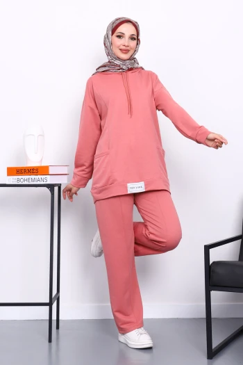 Pudra Önü Etiketli İki İplik Tesettür Takım