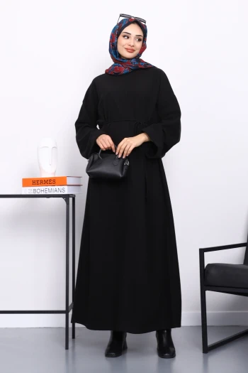 Siyah Önü Dikişli Oversize Dokulu Uzun Elise