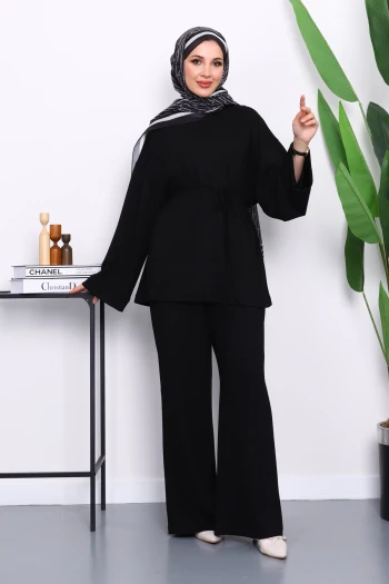 Siyah Tunik Pantolonlu Modal Takım