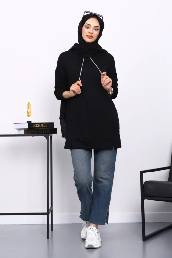 Siyah Yaka Detaylı Modal Tunik