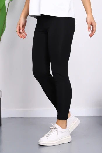 Siyah Yüksek Bel Şardonlu Dalgıç Tayt