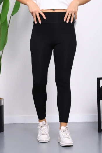 Siyah Yüksek Bel Şardonlu Dalgıç Tayt