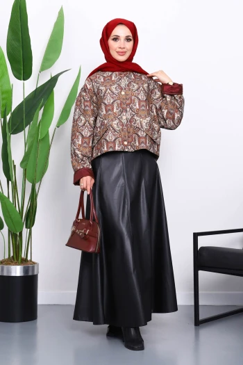 Taba Etnik Desenli Kısa Ceket