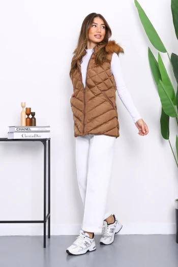 Taba Kapüşonlu Cepli Şişme Yelek