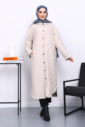 Taş Kapitone Kapşonlu Kap