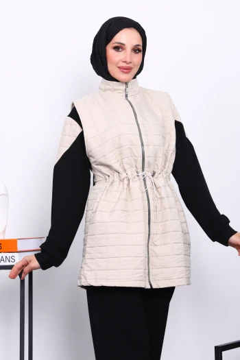 Taş Kapitone Yelek Tunik Pantolonlu Üçlü Takım