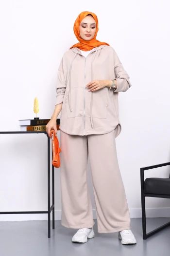 Taş Önü Kısa Arkası Uzun Tunik Pantolonlu Takım