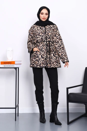 Vizon Desenli Çıtçıtlı Ceket