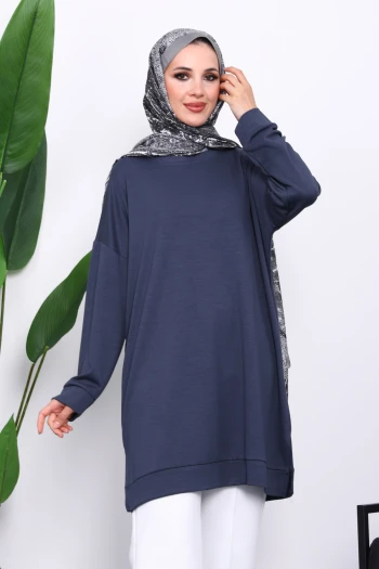 Antrasit Bisiklet Yaka Modal Tunik