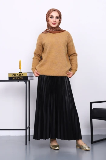 Bisküvi Bisiklet Yaka Angora Yumoş Triko Kazak