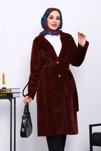 Bordo Kruvaze Yaka Kol Apoletli Angora Kaban