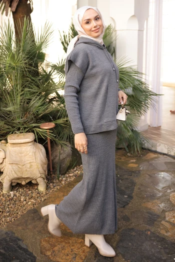 Füme Triko Süveter Kombinli Elbise