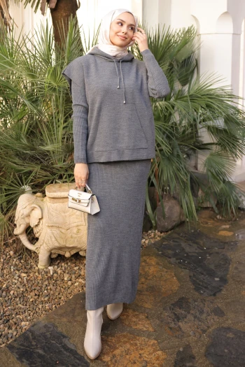 Füme Triko Süveter Kombinli Elbise