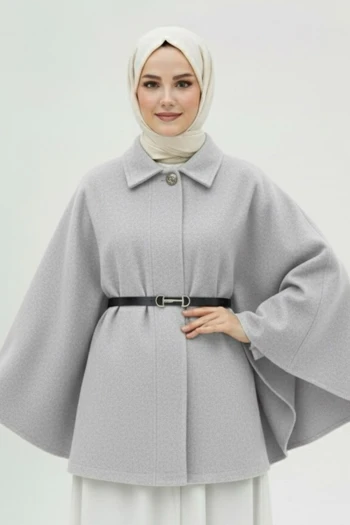 Gri Kemerli Kaşe Panço