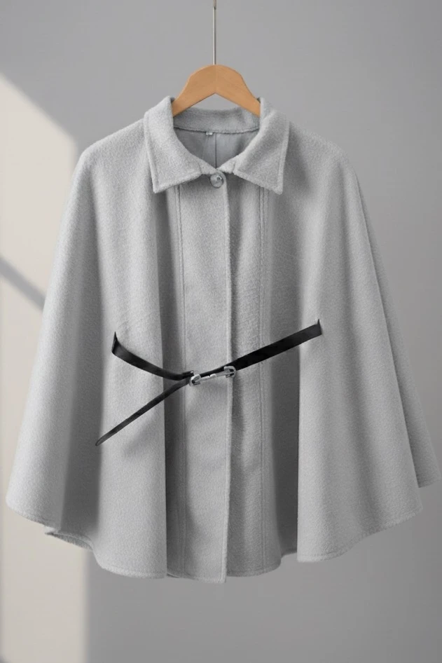 Gri Kemerli Kaşe Panço