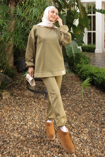 Haki Armalı Tunik Pantolonlu Takım
