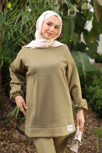 Haki Armalı Tunik Pantolonlu Takım