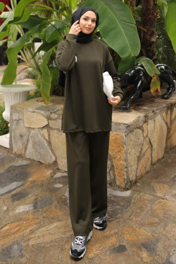 Haki Armalı Tunik Pantolonlu Takım