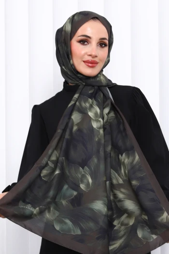 Haki Desenli Soft Dijital Şal