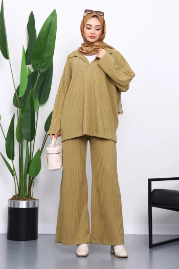 Haki Kaşkorse Tunik Pantolonlu Takım