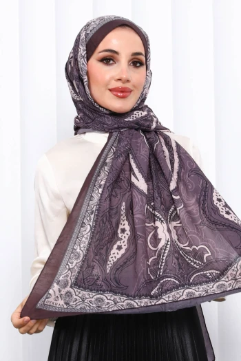 Kahverengi Desenli Kraş Şal