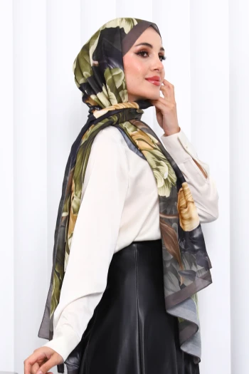 Kahverengi Desenli Soft Dijital Şal