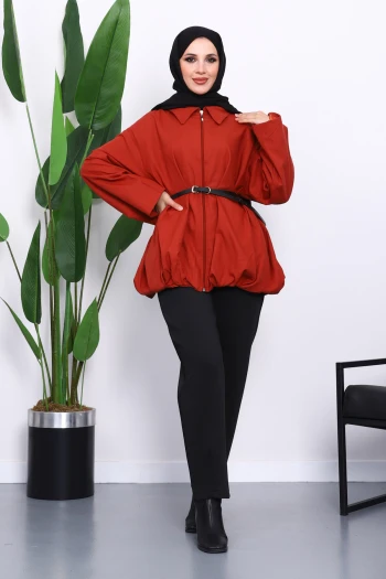 Kiremit Pileli Astarlı Gabardin Ceket