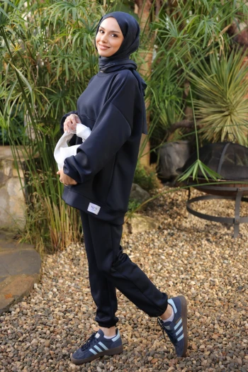 Koyu Lacivert Armalı Tunik Pantolonlu Takım