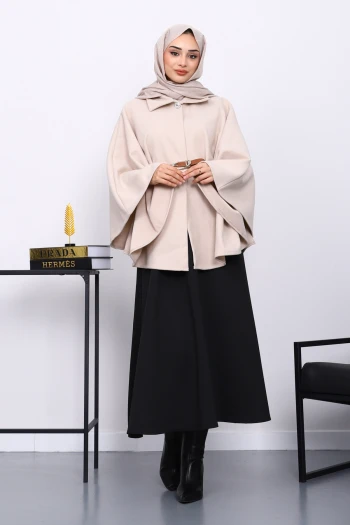 Krem Kemerli Kaşe Panço